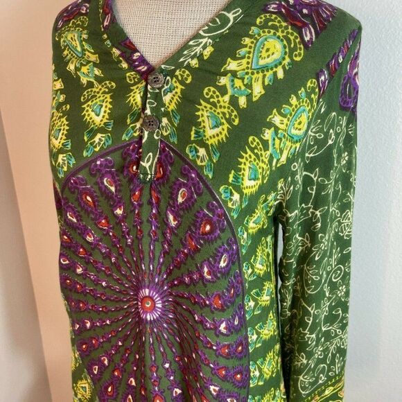 Boho  Blouse in Green and Purple - Picture 4 of 5
